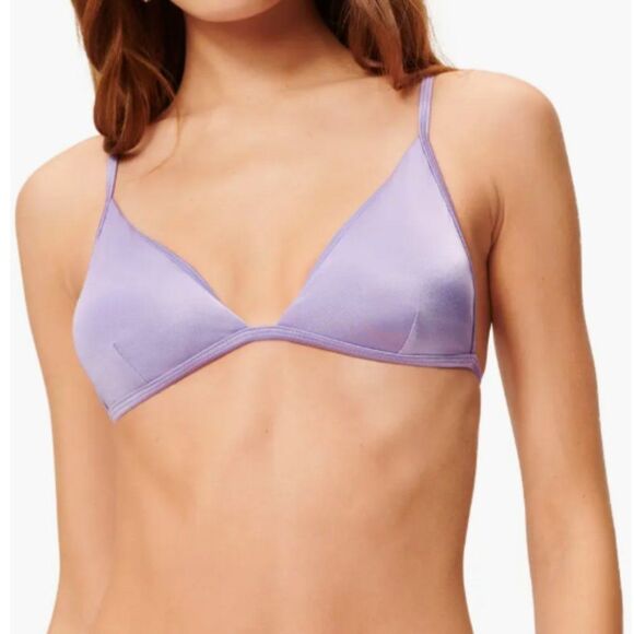 Good American Support Bikini Top Purple Lilac Shine Size 3 Large String Triangle - Picture 1 of 9